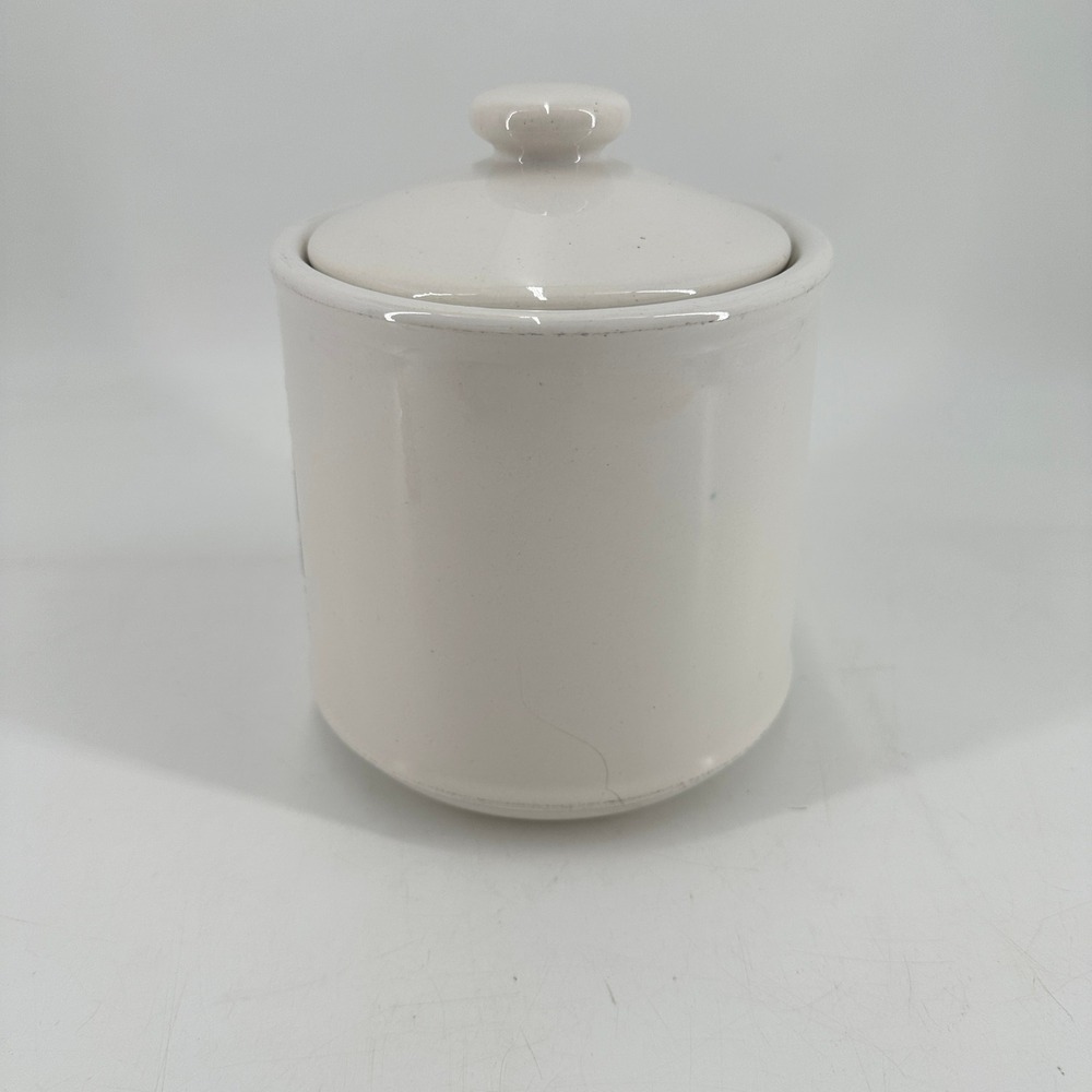 Vintage Country Geese Ceramic Canister with Lid Blue Ribbon Farmhouse Jar - Picture 3 of 7